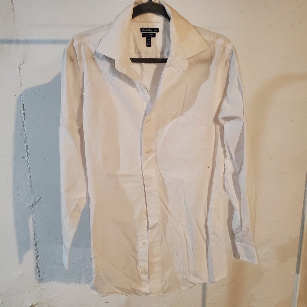 Croft & Barrow Size 15.5 White Classic Fit Men's Button Up